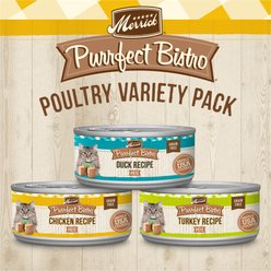 Merrick Purrfect Bistro Poultry Recipes Variety Pack Grain-Free Wet Cat Food, 5.5-oz can, case of 12 slide 2 of 9