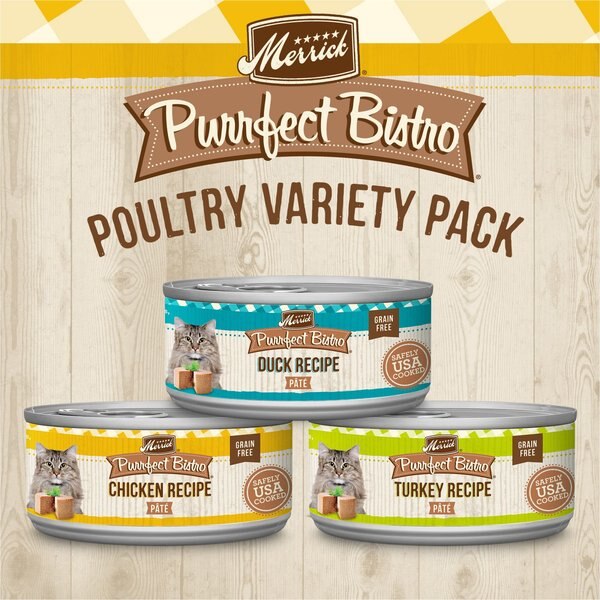 Merrick Purrfect Bistro Poultry Recipes Variety Pack Grain-Free Wet Cat Food