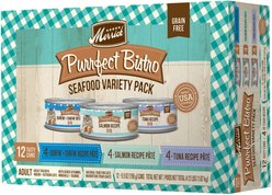 Merrick Purrfect Bistro Seafood Recipes Variety Pack Grain-Free Wet Cat Food, 5.5-oz can, case of 12