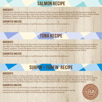 Show full view: Merrick Purrfect Bistro Seafood Recipes Variety Pack Grain-Free Wet Cat Food, 5.5-oz can, case of 12 slide 5 of 13