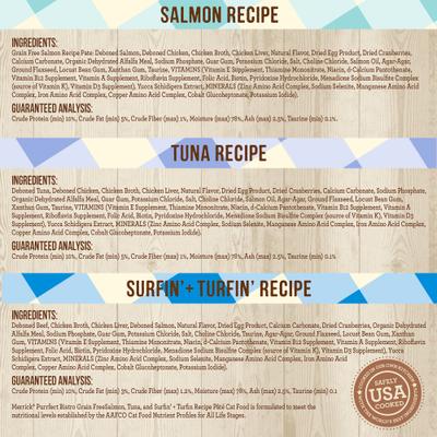 Show full view: Merrick Purrfect Bistro Seafood Recipes Variety Pack Grain-Free Wet Cat Food, 5.5-oz can, case of 24 slide 5 of 13