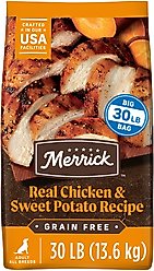 Merrick Real Chicken + Sweet Potato Recipe Grain-Free Adult Dry Dog Food, 30-lb bag