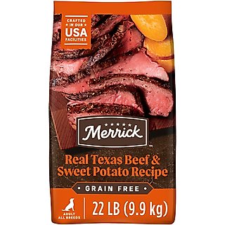 Merrick Real Texas Beef + Sweet Potato Recipe Grain-Free Chicken-Free Adult Dry Dog Food, 22-lb bag slide 1 of 9