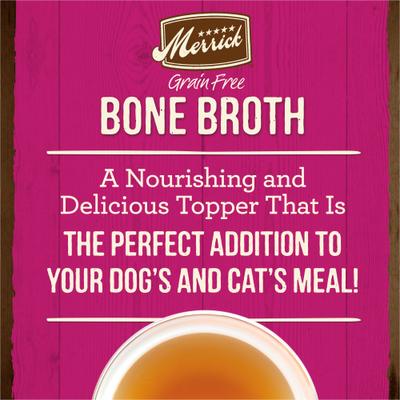 Show full view: Merrick Turkey Bone Broth Grain-Free Wet Dog & Cat Food Topper, 7-oz pouch slide 3 of 12