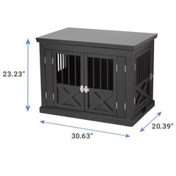 Merry Products 3-Door Furniture Style Dog Crate, Black, 30 inch slide 2 of 8
