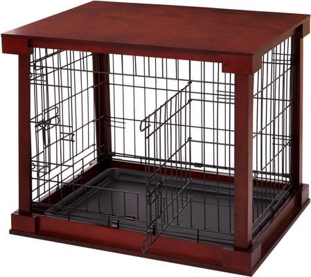 Show full view: Merry Products Double Door Furniture Style Dog Crate, Mahogany, 24 inch slide 7 of 11