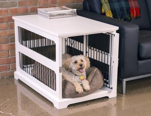Show full view: Merry Products Slide Aside Single Door Furniture Style Dog Crate & End Table, White, 35 inch slide 1 of 10