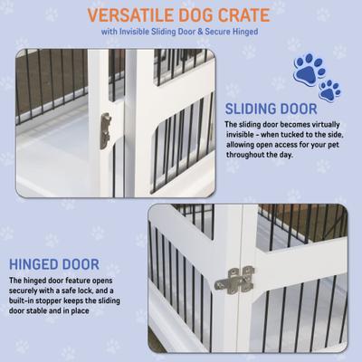 Show full view: Merry Products Slide Aside Single Door Furniture Style Dog Crate & End Table, White, 35 inch slide 6 of 10