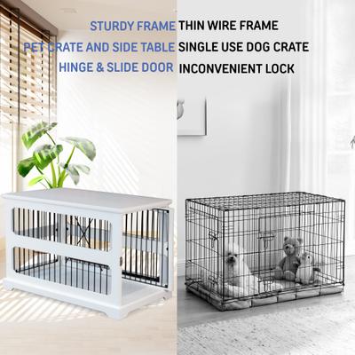Show full view: Merry Products Slide Aside Single Door Furniture Style Dog Crate & End Table, White, 35 inch slide 8 of 10