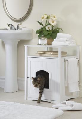 Show full view: Merry Products Washroom Night Stand Multifunctional Litter Pan Cover, White slide 1 of 8