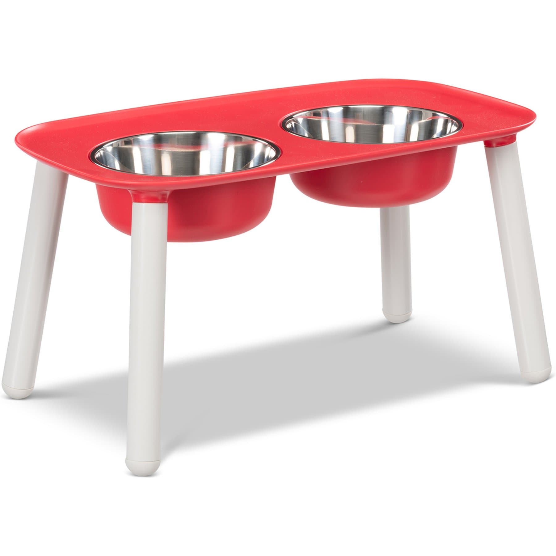 Messy Mutts Adjustable Elevated Double Feeder Stainless Dog Bowl, 5-cup, Watermelon