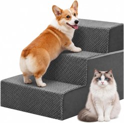 MeWang High-Density Foam Non-Slip Removable Pan Dog & Cat Stairs, Grey, 3 steps
