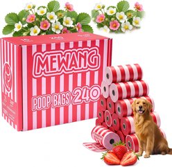 MeWang Strawberry Scented Pet Poop Bag, Pink, Medium, 240 count