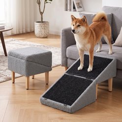 MeWang Wooden Ladder, Easy to Store Foldable Dog Ramps, Medium, Grey