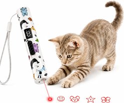 Mewluxe Battery Level Display Screen, Cute Fun Creative Body Glowing-&-Light-Up Lasers Cat Toy, White