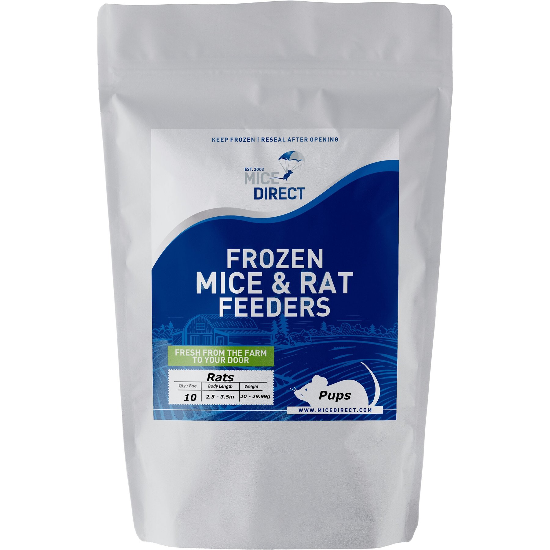 MiceDirect Frozen Feeders Snake Food, Rats, Pups, 10 count