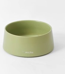 Michu Dinnerware Ceramic Cat Water Bowl, Large, Green