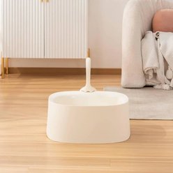 Michu Macaron High Edge Open Style Cat Litter Box, Daisey White slide 1 of 9