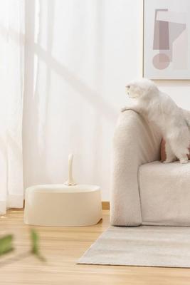 Show full view: Michu Macaron High Edge Open Style Cat Litter Box, Daisey White slide 9 of 10