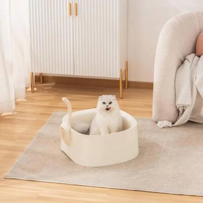 Show full view: Michu Macaron High Edge Open Style Cat Litter Box, Daisey White slide 8 of 10