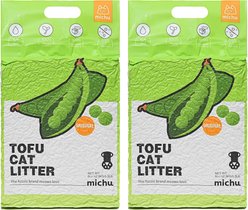 Michu Original Unscented Natural Clumping Flushable Tofu Cat Litter, 5.5-lb bag, bundle of 2