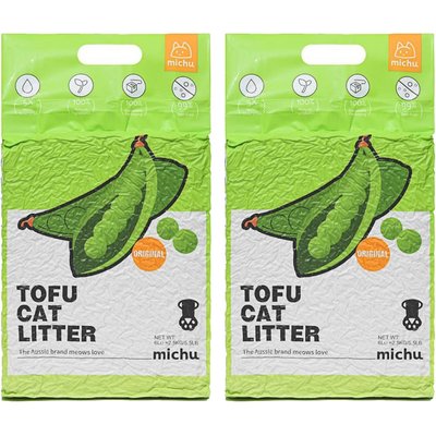 Michu Michu Original Unscented Natural Clumping Flushable Tofu Cat Litter, 11-lb bundle