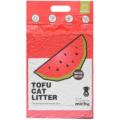 Michu Michu Watermelon Scented Natural Clumping Flushable Tofu Cat Litter, 5.5-lb bag
