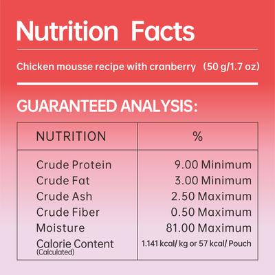 Show full view: Michu Rainbow Mousse Chicken with Cranberry Flavor Pate Wet Cat Food, 1.76-oz pouch, case of 10 slide 5 of 10