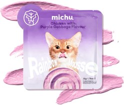 Michu Rainbow Mousse Chicken with Purple Cabbage Flavor Pate Wet Cat Food, 1.76-oz pouch, case of 10
