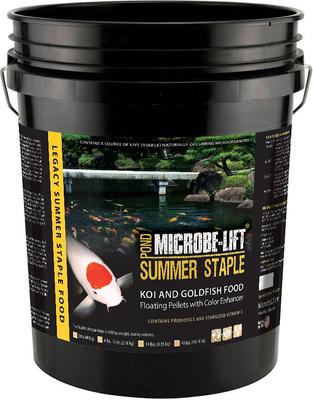 Show full view: Microbe-Lift Legacy Summer Staple Floating Pellets with Color Enhancer Koi & Goldfish Food, 14-lb bucket slide 1 of 6