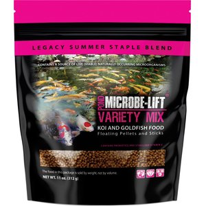 Microbe-Lift Legacy Variety Mix Floating Pellets & Sticks Koi & Goldfish Food, 11-oz jar
