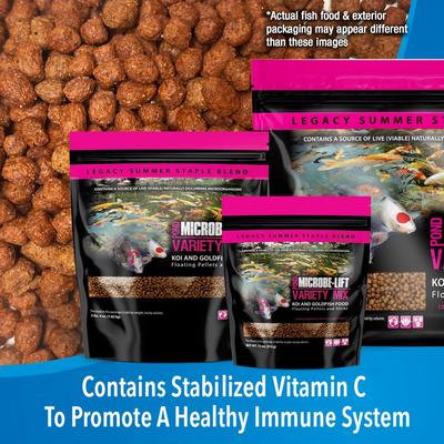 Show full view: Microbe-Lift Legacy Variety Mix Floating Pellets & Sticks Koi & Goldfish Food, 14.5-lb bucket slide 4 of 9