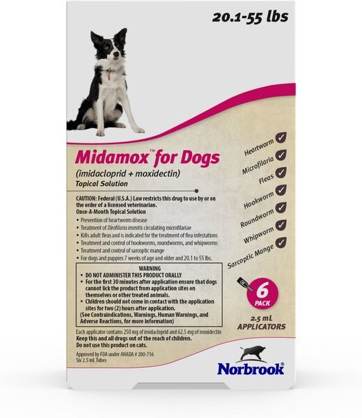 Midamox Topical Solution for Dogs, 20.1-55 lbs, (Red Box)