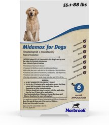 Midamox Topical Solution for Dogs, 55.1-88 lbs, (Blue Box), 6 Doses (6-mos. supply)