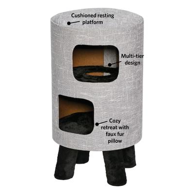 Show full view: MidWest 2-Story Modern Feline Nuvo Stella Cat Condo, Silver slide 5 of 5
