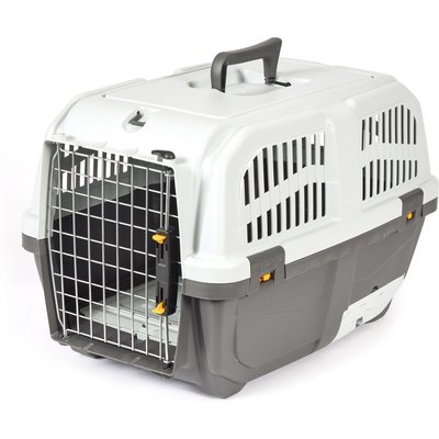 MidWest MidWest 24-in Plastic Dog & Cat Carrier with integrated Litter Pan, Grey, Small