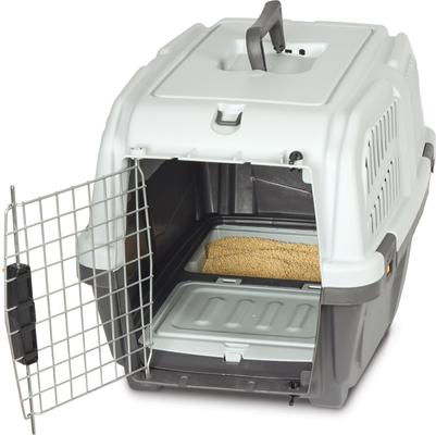Show full view: MidWest 24-in Plastic Dog & Cat Carrier with integrated Litter Pan, Grey, Small slide 2 of 10