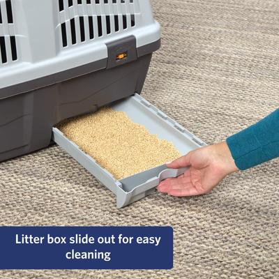Show full view: MidWest 24-in Plastic Dog & Cat Carrier with integrated Litter Pan, Grey, Small slide 6 of 10