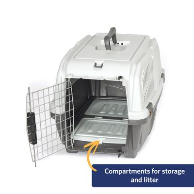 Show full view: MidWest 24-in Plastic Dog & Cat Carrier with integrated Litter Pan, Grey, Small slide 9 of 10