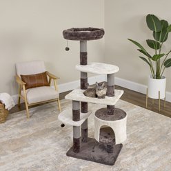 MidWest Beaumont Collapsible 58.98-in Faux-Fur Cat Tree & Condo, Brown/Tan