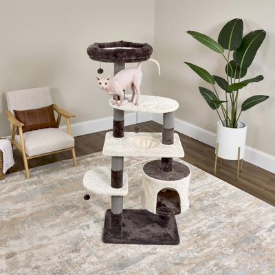 Show full view: MidWest Beaumont Collapsible 58.98-in Faux-Fur Cat Tree & Condo, Brown/Tan slide 5 of 7