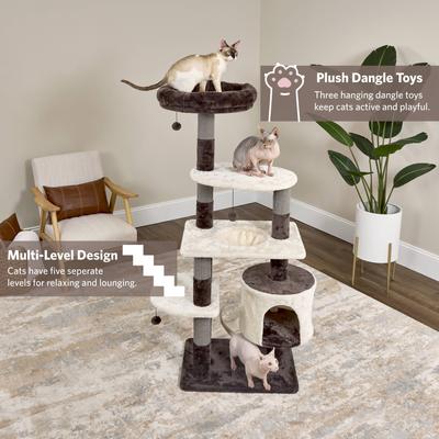 Show full view: MidWest Beaumont Collapsible 58.98-in Faux-Fur Cat Tree & Condo, Brown/Tan slide 6 of 7