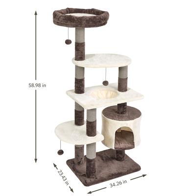 Show full view: MidWest Beaumont Collapsible 58.98-in Faux-Fur Cat Tree & Condo, Brown/Tan slide 7 of 7