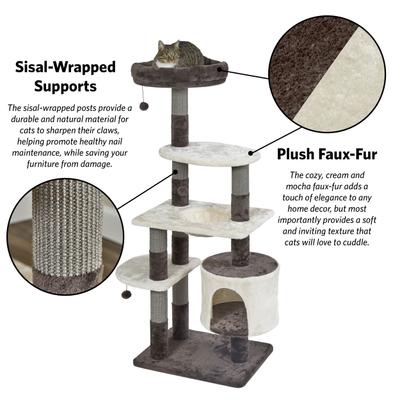 Show full view: MidWest Beaumont Collapsible 58.98-in Faux-Fur Cat Tree & Condo, Brown/Tan slide 2 of 7