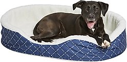 MidWest Cradle Nesting Orthopedic Bolster Cat & Dog Bed with Removable Cover, Blue/White, Large