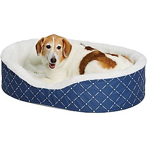 MidWest Cradle Nesting Orthopedic Bolster Cat & Dog Bed with Removable Cover, Blue/White, Medium