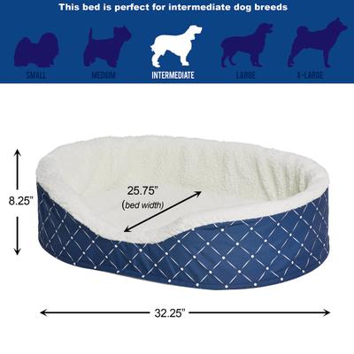 Show full view: MidWest Cradle Nesting Orthopedic Bolster Cat & Dog Bed with Removable Cover, Blue/White, Medium slide 2 of 5