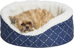 MidWest Cradle Nesting Orthopedic Bolster Cat & Dog Bed with Removable Cover, Blue/White, Small