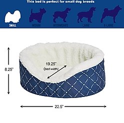 MidWest Cradle Nesting Orthopedic Bolster Cat & Dog Bed with Removable Cover, Blue/White, Small slide 2 of 5