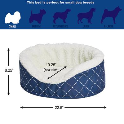 Show full view: MidWest Cradle Nesting Orthopedic Bolster Cat & Dog Bed with Removable Cover, Blue/White, Small slide 2 of 6